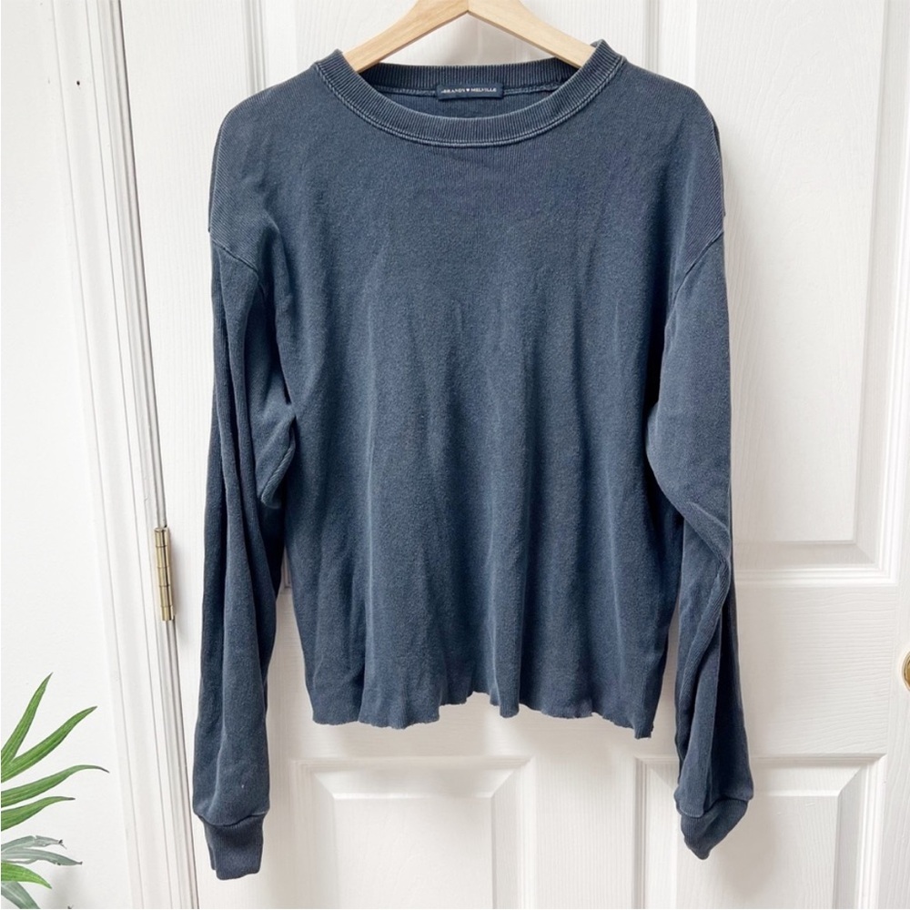 Brandy Melville Round Neck Pullover Sweater Sweatshirt In Slate Blue